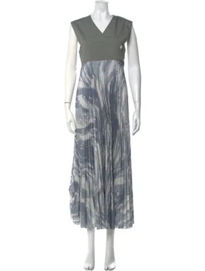 Pre-owned Moncler Genius Printed Long Dress W/ Tags In Blue
