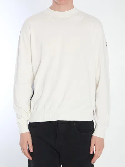 Moncler Genius Cotton Jumper With Printed Logo In White