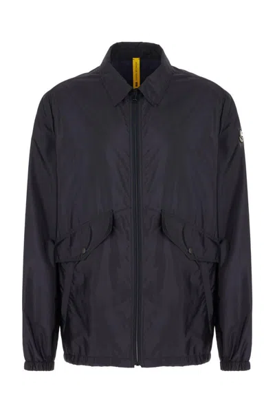 Moncler Genius Collared Neck Graphic Print Side Pockets Jacket In Blue