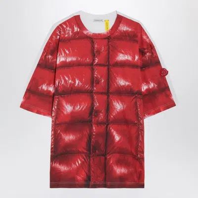 Moncler Genius Red Cotton Tshirt With Digital Print