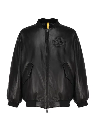 Moncler Genius Reversible Leather Jacket In Black