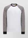 MONCLER GENIUS RIBBED HOUNDSTOOTH SLEEVE T-SHIRT