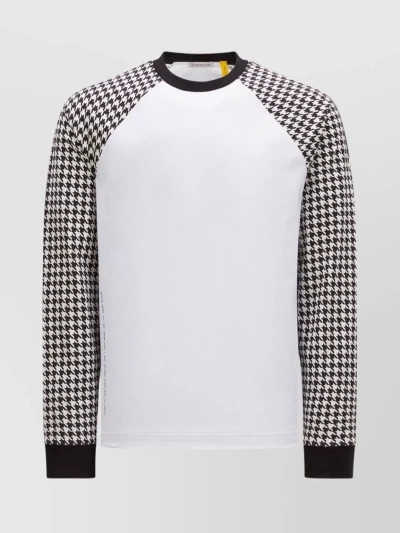 Moncler Genius X Frgmt Houndstooth Raglan Sleeves T-shirt In White