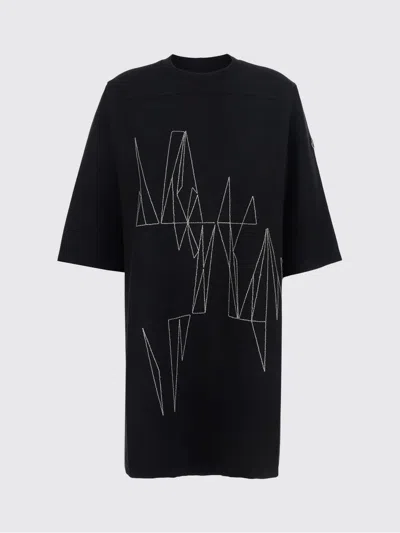 Moncler Genius Rick Owens + Moncler Cotton Oversized T-shirt With Stitching Rick Owens In Black