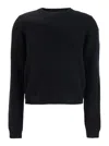 Moncler Genius Biker Black Crewneck Sweater With Logo Patch On The Sleeve In Wool And Cashmere Blend Woman In Black