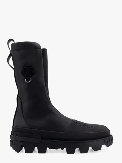 Moncler Genius Salix 6 Moncler Willow Smith Letaher Boots With Stretch Inserts In Black