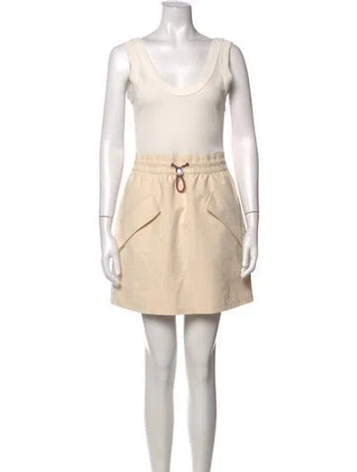 Pre-owned Moncler Genius Scoop Neck Mini Dress In Neutrals