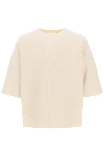 Moncler Genius Short-sleeved Wool Jumper In Bianco