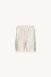 Moncler Genius X Gilga Farm By Donald Glover Logo-patch Relaxed-fit Linen-blend Shorts In White