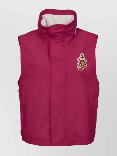 Moncler Genius Sleeveless High Neck Coat With Convenient Side Pockets In Pink