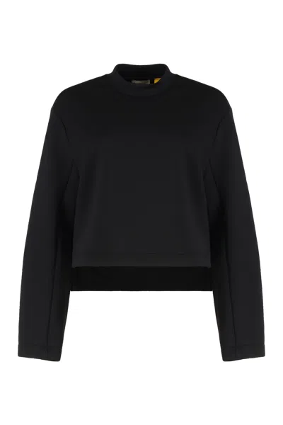 Moncler Genius Techno Fabric Sweatshirt With Logo Patch On Left Sleeve And Side-slit Hem In Black