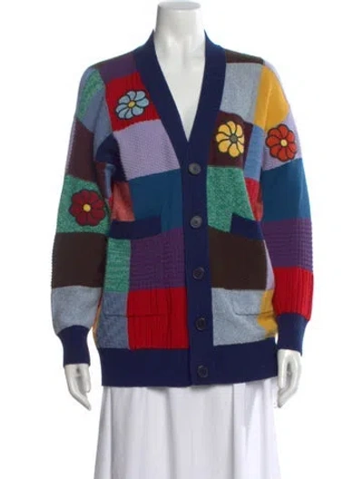 Pre-owned Moncler Genius Virgin Wool Colorblock Pattern Sweater In Blue