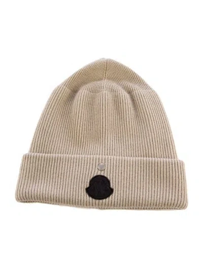 Pre-owned Moncler Genius Virgin Wool Knit Beanie In Neutrals