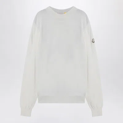 Moncler Genius White Jumper With Logo Print In Gray