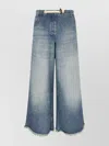 Moncler Genius Wide Leg Frayed Hem Trousers With Pockets In Blue