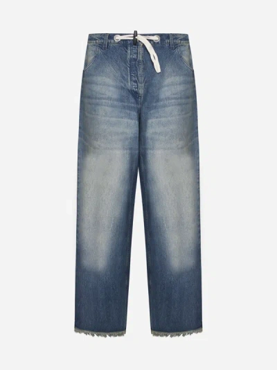 Moncler Genius Cropped Buttoned Jeans In Light Blue