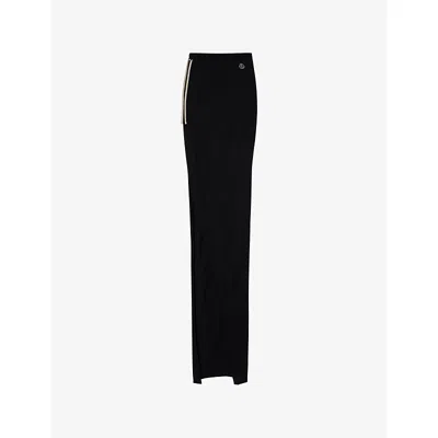 Moncler Genius Womens Black Rick Owens X Moncler Adjustable Split Cotton-jersey Maxi Skirt