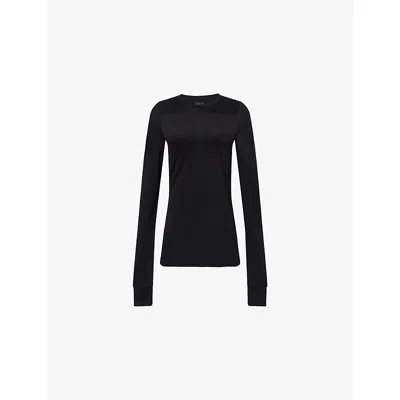 Moncler Genius Womens Black Rick Owens X Moncler Girder Long-sleeves Cotton-jersey T-shirt