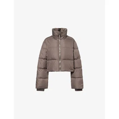 Moncler Genius Womens Dark Dust Rick Owens X Moncler Cropped Cyclopic Shell-down Jacket Xxs In Brown