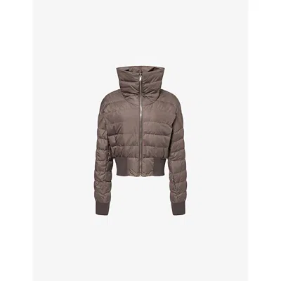 Moncler Genius Womens Dark Dust Rick Owens X Moncler Cropped High-neck Shell-down Jacket In Brown