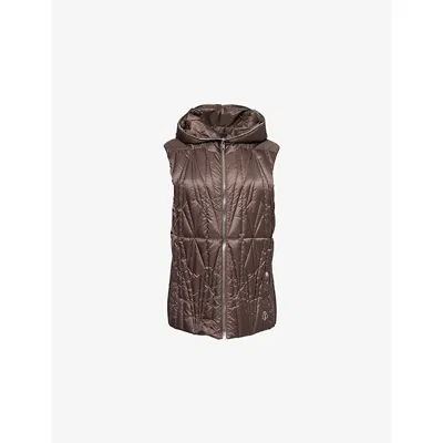 Moncler Genius Womens Dark Dust Rick Owens X Moncler Geocamo Ziplock Hooded Shell-down Vest In Brown