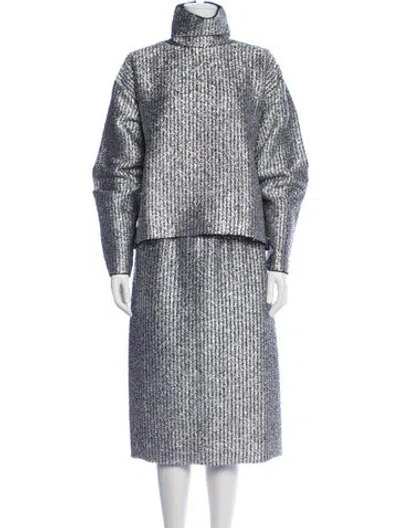 Pre-owned Moncler Genius Wool Printed Skirt Suit In White