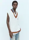 Moncler Genius X Palm Angels Neutral V-neck Wool Vest In White