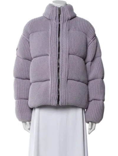 Pre-owned Moncler Genius X 1017 Alyx 9sm Cable Knit Down Jacket In Purple