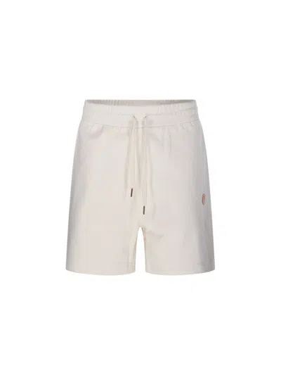 Moncler Genius X Donald Glover Relaxed Fit Cotton Shorts With Logo Detail In White