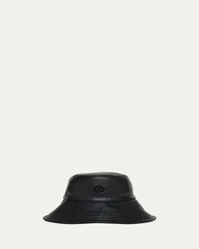Moncler Genius X Ee72 By Edward Enninful Leather Bucket Hat In Black