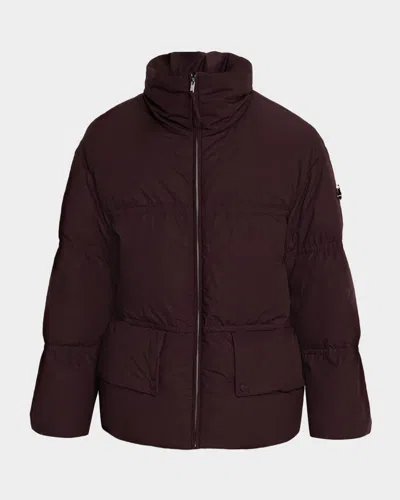 Moncler Genius X Jil Sander Men's Collinemycin Short Down Puffer Jacket In Burgundy