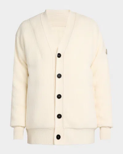 Moncler Genius X Jil Sander Men's Wool Rib Cardigan In Neutral