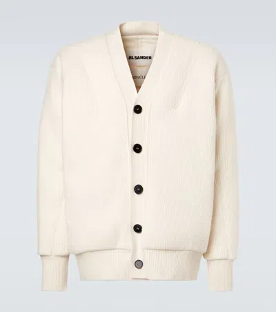 Moncler Genius X Jil Sander Virgin Wool Down Cardigan In White