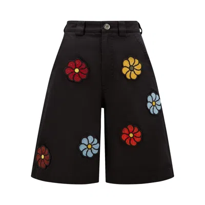 Pre-owned Moncler Genius X Jw Anderson Floral Detailed Shorts 'black' | Men's Size 40