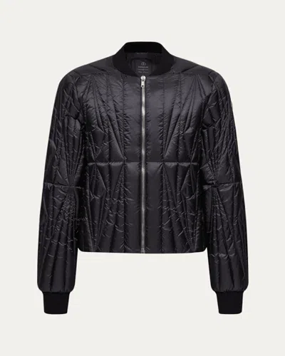Moncler Genius X Moncler Geocamo Quilted Leather Bomber Jacket In Black