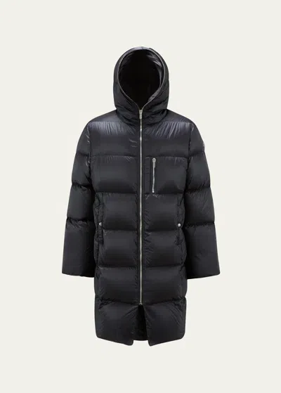 Moncler Genius X Moncler Men's Hooded Gimp Long Puffer Coat In Black