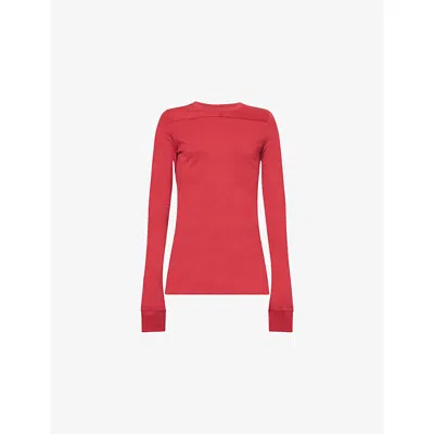 Moncler Genius X Moncler Mens Carnelian Moncler X Rick Owens Girder Long-sleeve Cotton T-shirt In Red