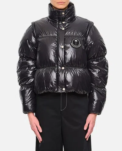 Moncler Genius Women's Lightweight Padded Cropped Black Nylon Jacket