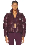 Moncler Genius Moncler X Palm Angels Women's Burgundy Nylon Jacket With High Padded Collar In Dark Mahogany