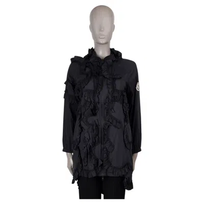 Pre-owned Moncler Genius X Simone Rocha Black Nylon 2019 Pleated Coat Jacket 1 S