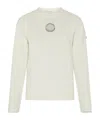Moncler Wool Sweater With Embroidered Sleeve Detail In White