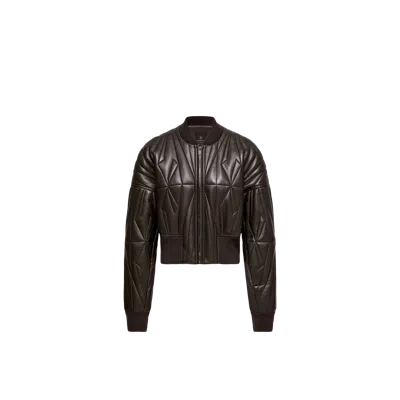 Moncler Bomber Geocamo En Cuir Nappa, Femme, Marron, Taille: 2 In Brown