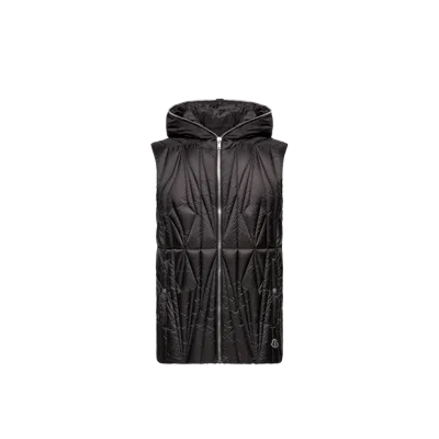 Moncler Geocamo Ziplock Hooded Down Gilet, Unisex, Black, Size: 1 In Animal Print