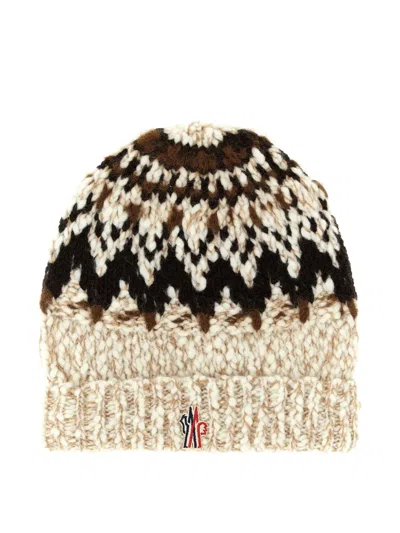 MONCLER GEOMETRIC-JACQUARD BEANIE HAT