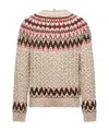 Moncler Jacquard Wool Blend Sweater With Geometric Pattern In Pink