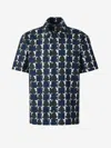Moncler All-over Patterned Short-sleeved Shirt In Blue