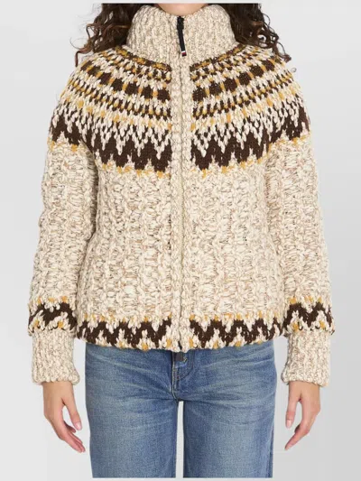 MONCLER GEOMETRIC PATTERNED KNIT CARDIGAN