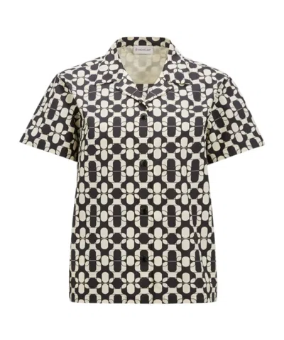 MONCLER GEOMETRIC PRINT COTTON SHORT SLEEVE SHIRT