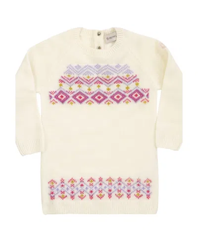 Moncler Geometric-print Knit Dress In White