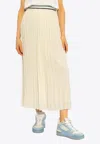 Moncler Georgette Pleated Midi Skirt In Cream
